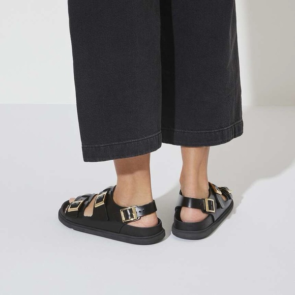 BIRKENSTOCK CANNES LEATHER SANDALS IN BLACK 39 EU 8 US - Picture 2 of 12